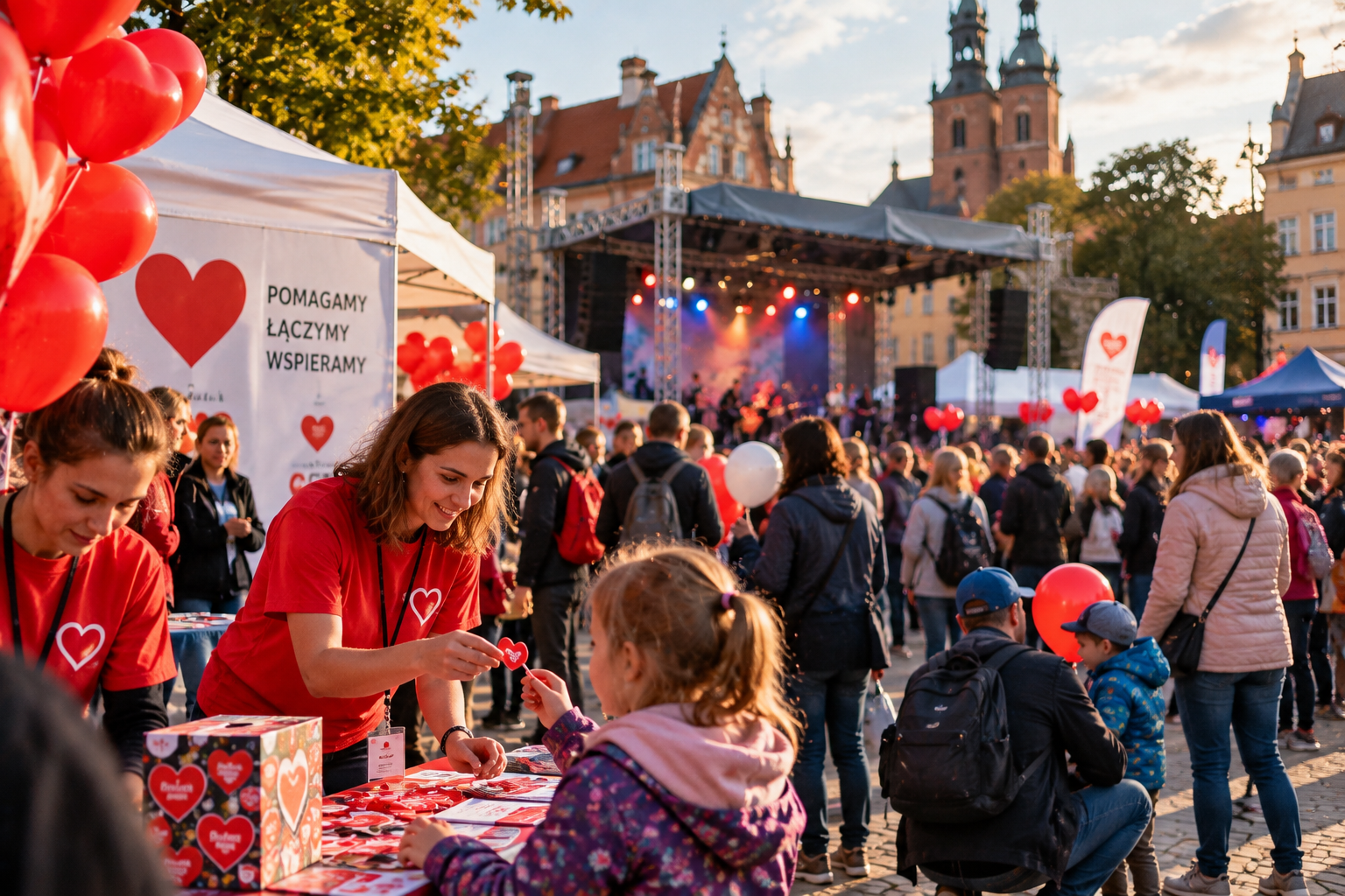 festyn dobroczynny pełen serc i balonów